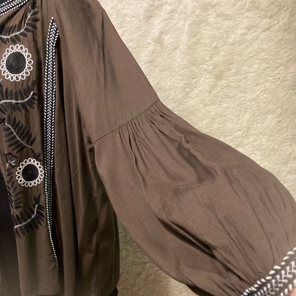 Boho embroidered JACKET COVERUP Weekend by Suzanne Betro olive black white - Picture 4 of 9